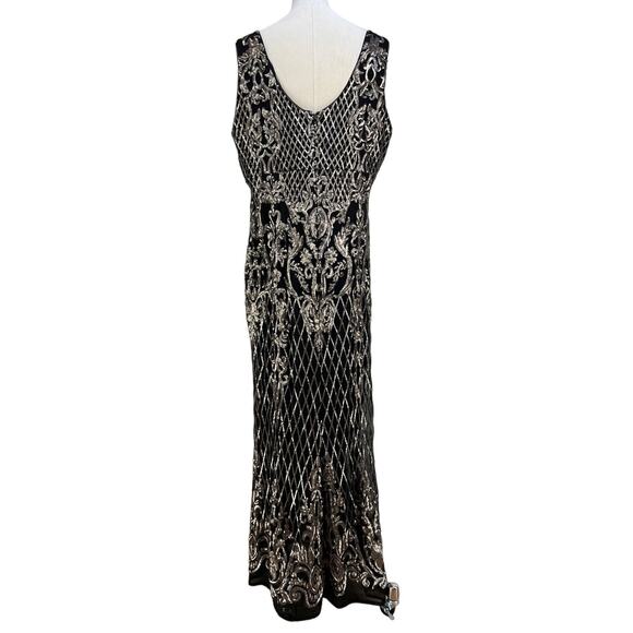R & M Richards Sequin Embellished Dress Black Gown - Picture 12 of 12